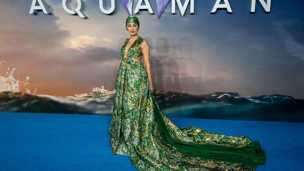 Amber Heard Aquaman -elokuvan ensi-illassa.