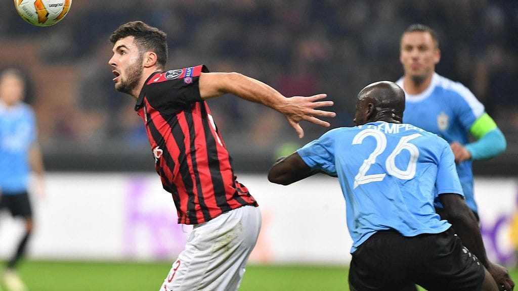 AC Milanin Patrick Cutrone Dudelange-ottelussa.