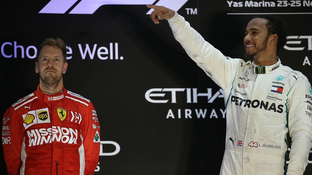 Lewis Hamilton juhli tänä vuonna. Sebastian Vettel oli numero 2.
