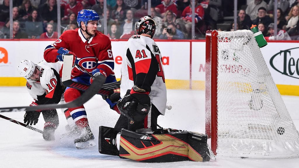 Artturi Lehkonen viimeisteli Montreal Canadiensin neljännen maalin Ottawa Senatorsin rysään.