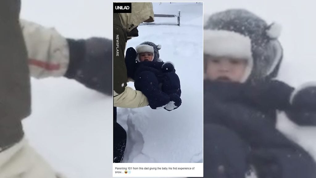 Kanadalaisvauva sai varsinaisen lumikylvyn.