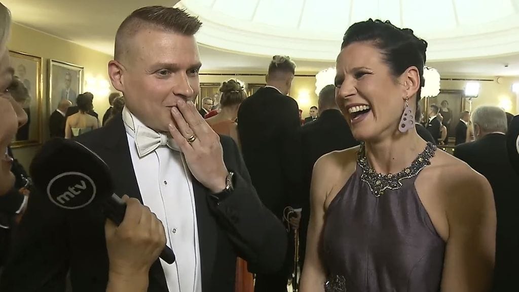 Henri Potkonen ja Mira Potkonen Linnan juhlissa.