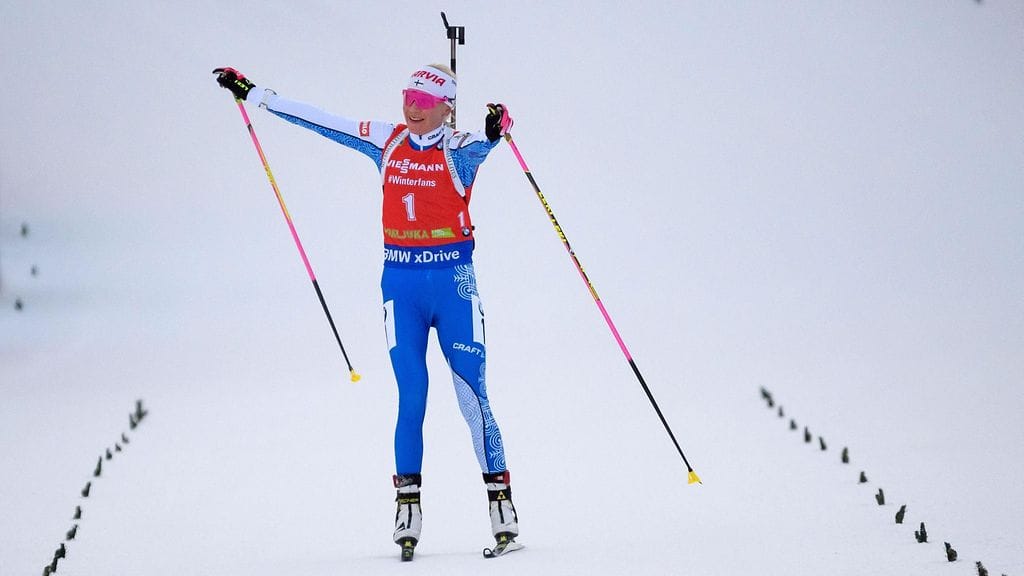 Kaisa Mäkäräinen otti tuplavoiton Pokljukasta.