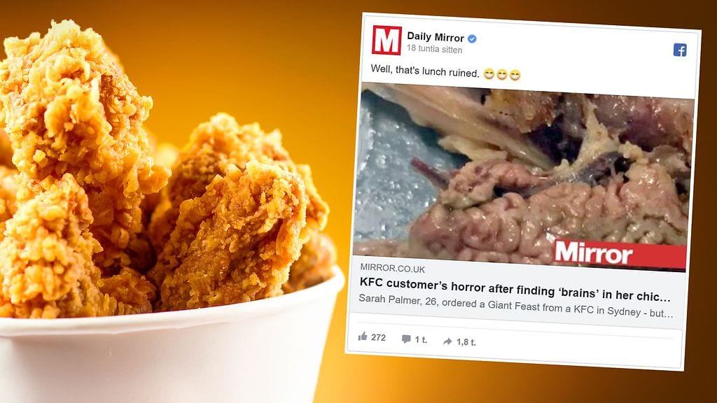 Friteerattu kana kätki sisäänsä jotain sinne kuulumatonta.