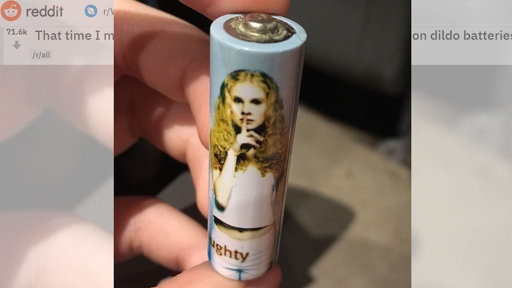 Lauren jakoi tarinansa Redditissä, kun hänen mallikuvansa päätyi vibraattorin paristoihin. Kuvan lähde Reddit
