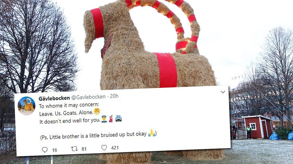 Gävlen olkipukki kommentoi tuhotyötä Twitterissä.