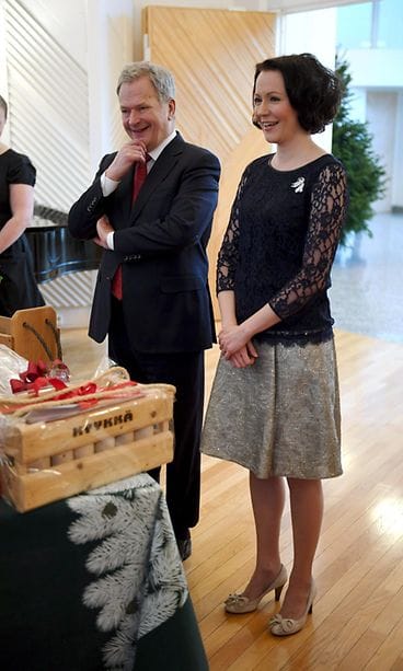 Sauli Niinistö ja Jenni Haukio vastaanottavat perinteisen joulutervehdyksen 19.12.2018 (1)