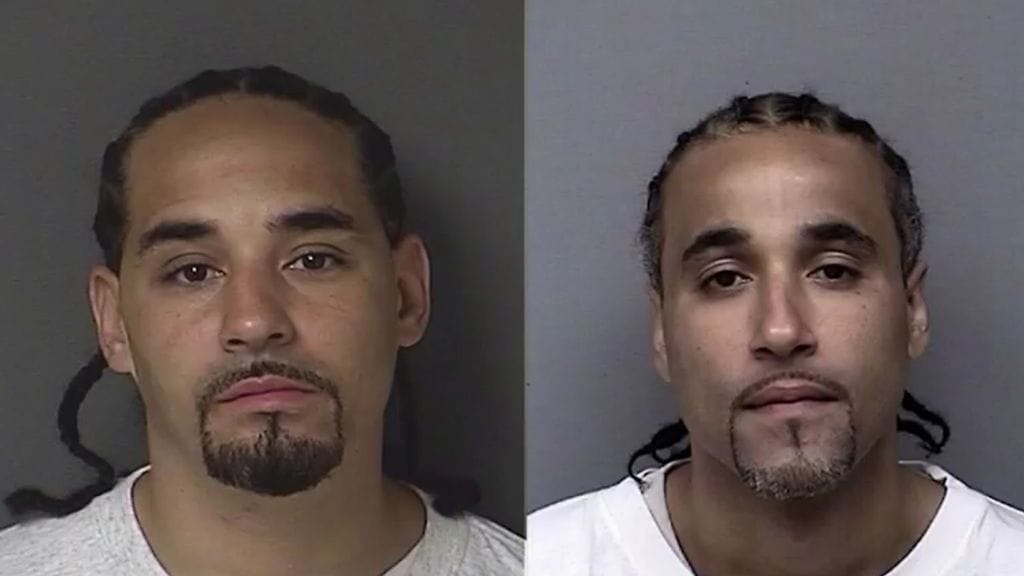 Hämmästyttävä yhdennnäköisyys vai väärän miehen vuosikausiksi vankilaan.  Vasemmalla todennäköinen syyllinen Ricky Amos ja oikealla syyttömättömäksi todettu Richard Jones.