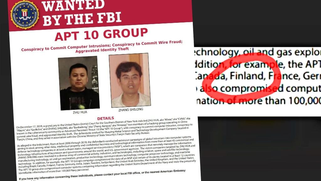 FBI julkaisi etsintäkuulutuksen hakkeroinnista epäillyistä kiinalaisista. Etsintäkuulutuksen mukaan rikokset ulottuivat myös Suomeen.