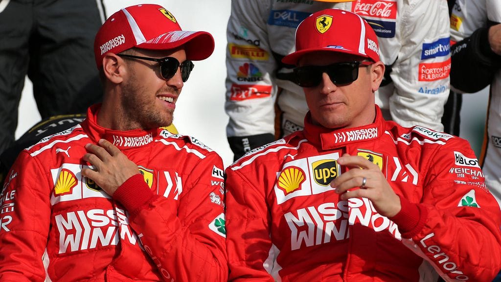 Kimi Räikkönen ja Sebastian Vettel velmuilivat.