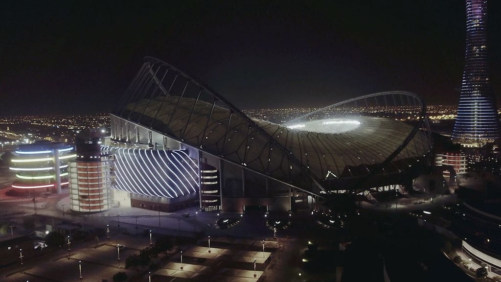 Tältä näyttää havainnekuva Dohaan nousevasta hulppeasta Khalifa International -stadionista.