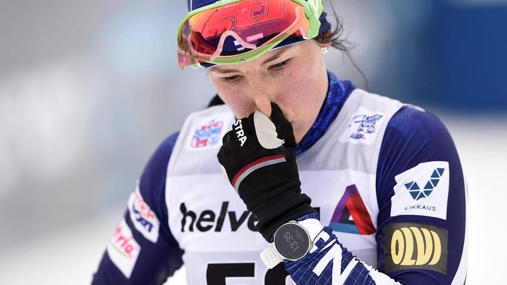 Krista Pärmäkoski Toblachin kympin kisan jälkeen.