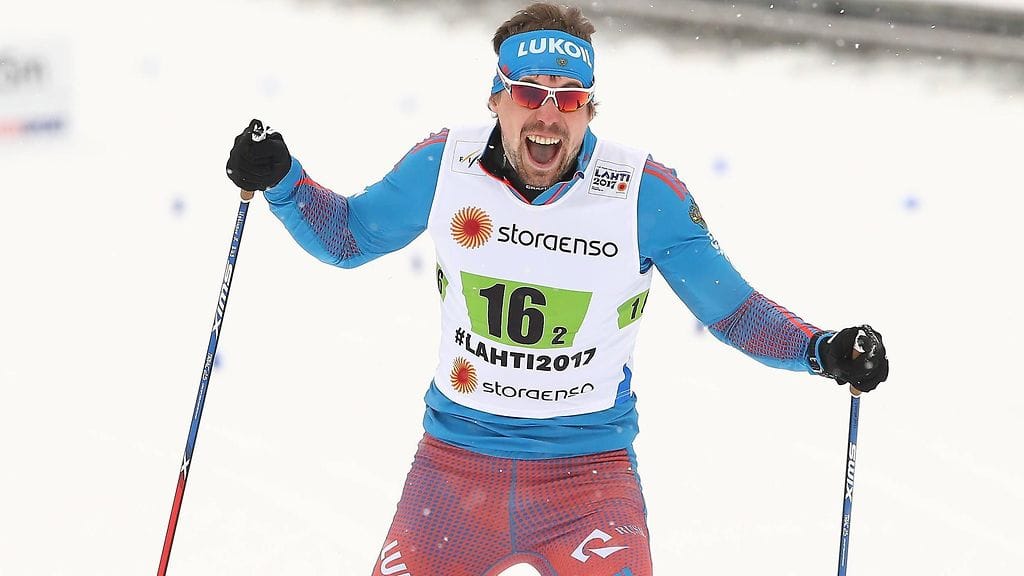 Sergei Ustjugov palasi voittajaksi maailmancupissa tasan vuoden tauon jälkeen. Kuva Lahden MM-kisoista keväältä 2017.