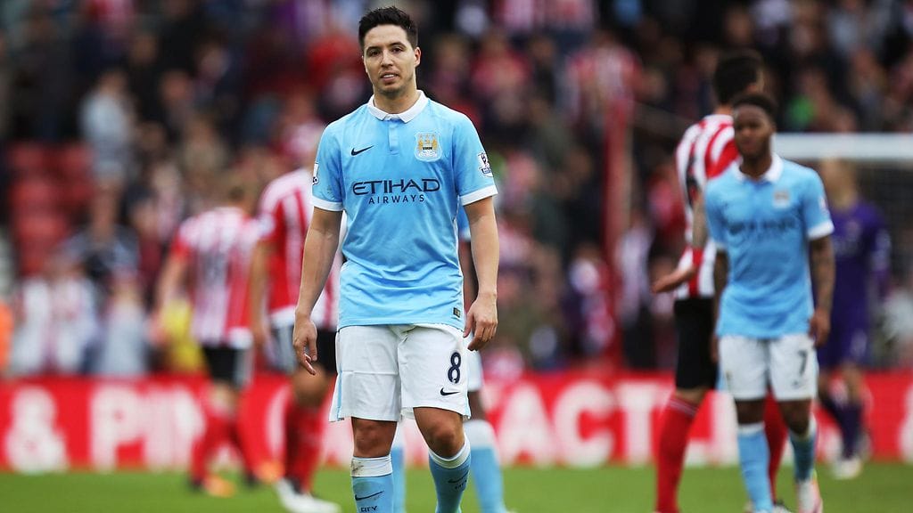 Samir Nasri pelasi edellisen kerran Valioliigassa Manchester Cityn paidassa.