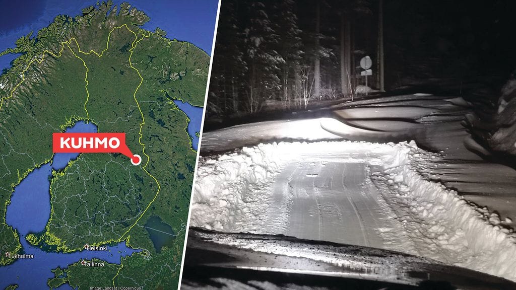 Näin erikoisesti auraus oli hoidettu Kuhmossa tänä aamuna. Kuva: Riikka Kähkönen.