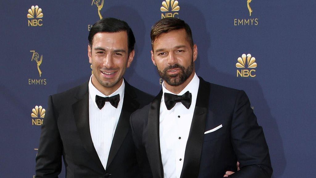Ricky Martin ja Jwan Yosef saapumassa Emmy-gaalaan syyskuussa 2018.