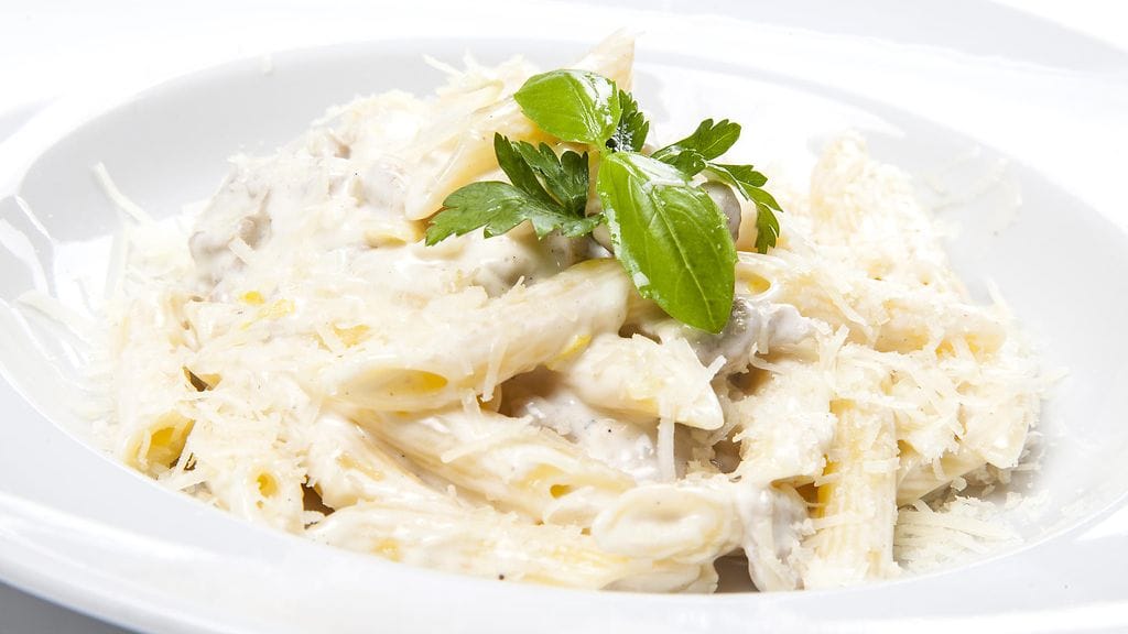 Juustoinen pasta lämmittää kylmänä pakkaspäivänä.