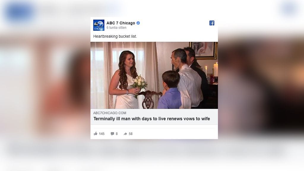 Tony ja Christy Leonard uudistivat vihkivalansa, kun Tonylla oli enää vain muutama päivä elinaikaa.
