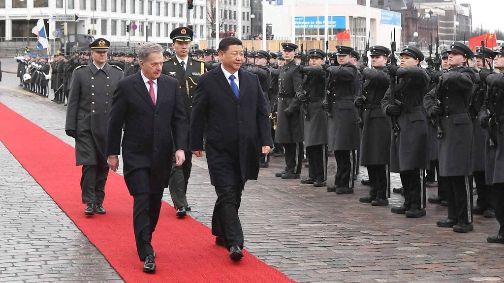 Presidentit Sauli Niinistö ja Xi Jingping Xin Helsingin-vierailun aikana vuonna 2017.