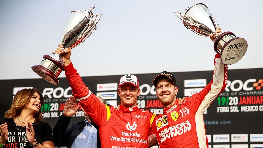 Mick Schumacher ja Sebastian Vettel viikonlopun Mestarien kisassa.