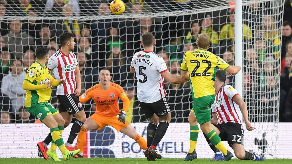 Teemu Pukki täräytti kauden 17:s osumansa, kun Norwich pelasi 2-2-tasapelin Sheffield Unitedia vastaan.
