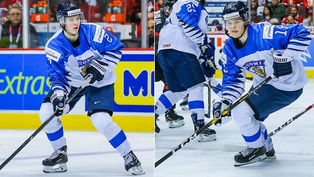 Oskari Laaksonen ja Rasmus Kupari Nuorten Leijonien paidassa.