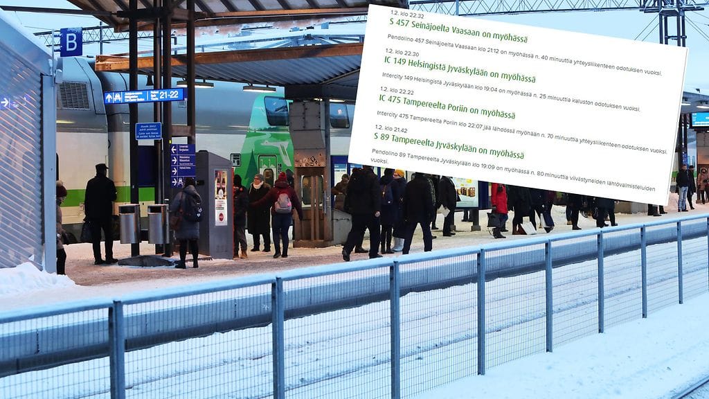 Junaliikenteen ongelmat saivat alkunsa, kun Oulusta Helsinkiin matkalla olleen Intercity 24 -junan veturi hajosi tänään iltapäivällä hieman ennen Toijalaa.