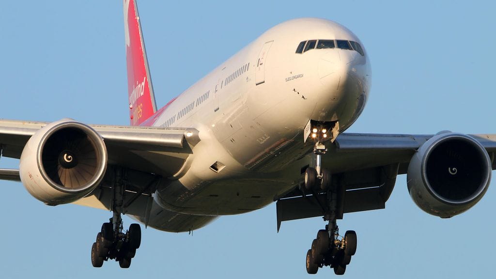 Nordwindin Boeing 777 -kone. Kuvituskuvaa.