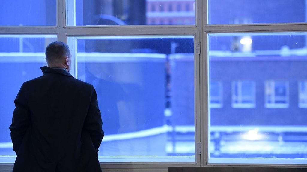 Keskusrikospoliisin (KRP) virasta pidätetty päällikkö Robin Lardot poliisijohdon virkarikoskäräjillä Helsingin käräjäoikeudessa 21. tammikuuta 2019.