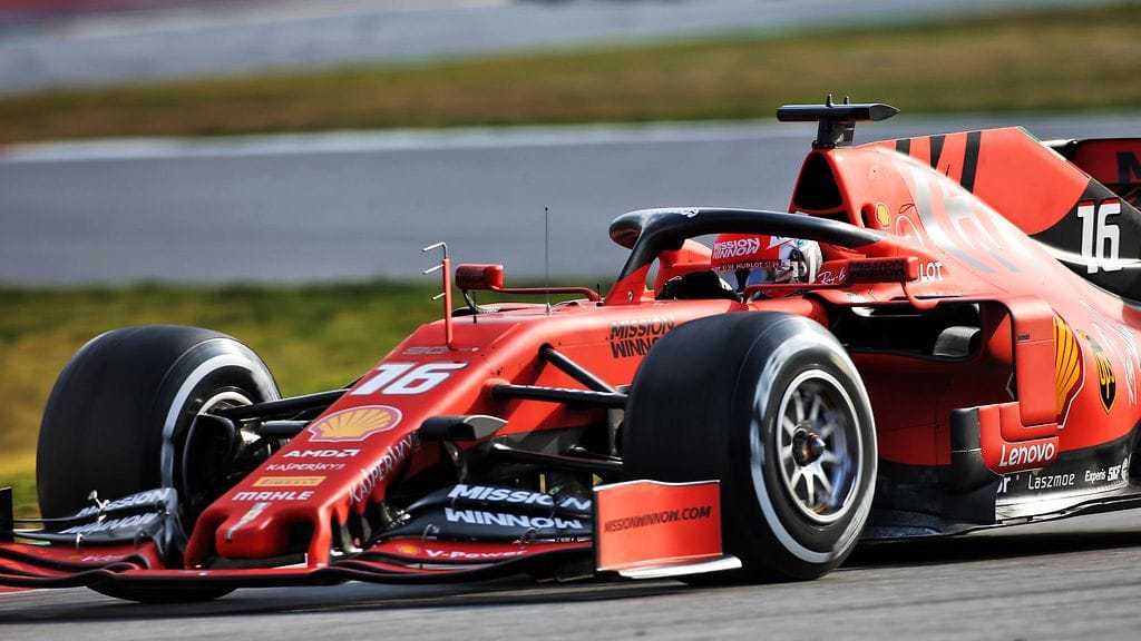 Charles Leclerc on Ferrarillaan hyvässä vauhdissa Katalonian radalla.