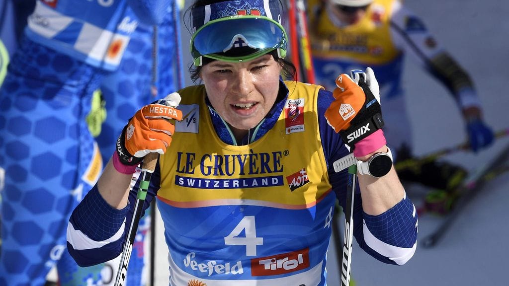 Krista Pärmäkoski oli kahdeksas naisten yhdistelmäkisassa Seefeldin MM-hiihdoissa.