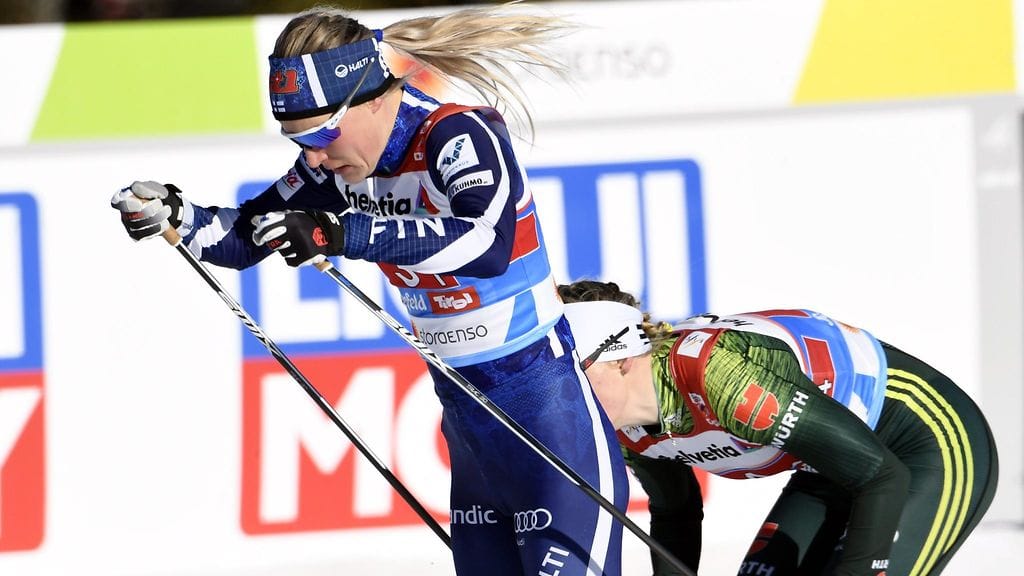 Anne Kyllönen oli mukana naisten parisprintin karsinnassa todellisen pikahälytyksen jälkeen.