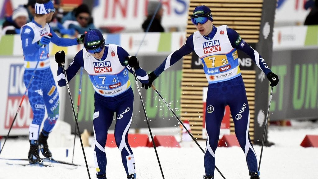 Eero Hirvonen ja Ilkka Herola MM-viestissä.