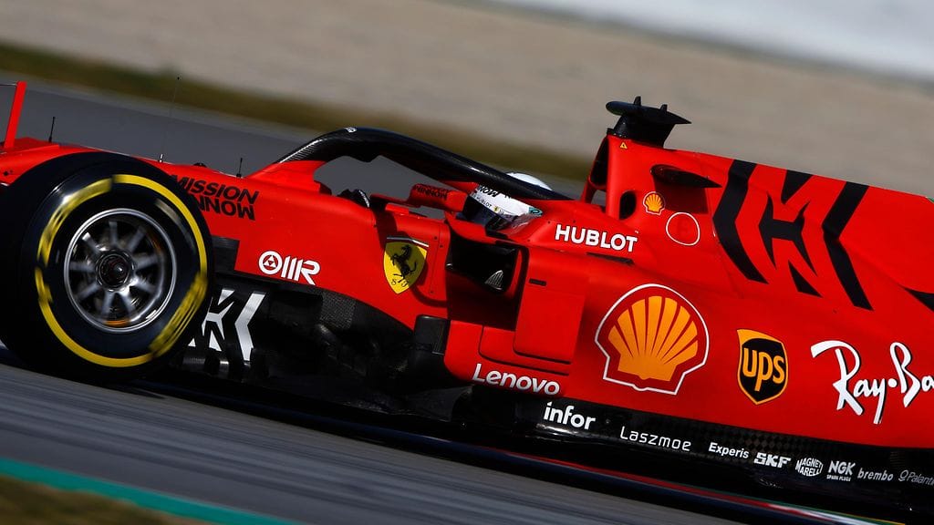 Mission Winnow -brändin logot olivat näkyvästi esillä Ferrarin autossa F1-talvitesteissä Espanjan Barcelonassa.