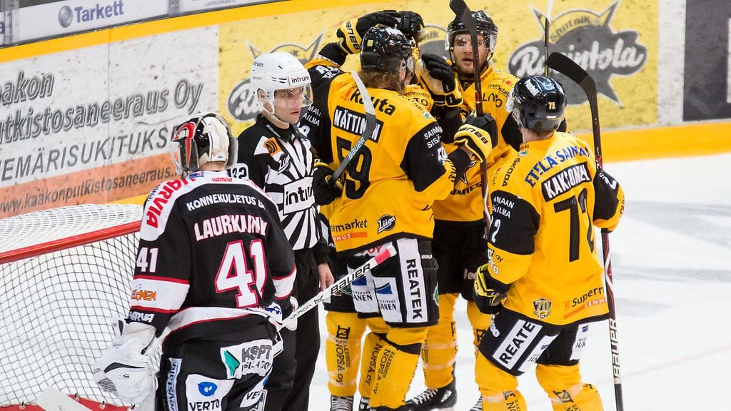 SaiPa mätti kuusi maalia JYPin verkkoon.