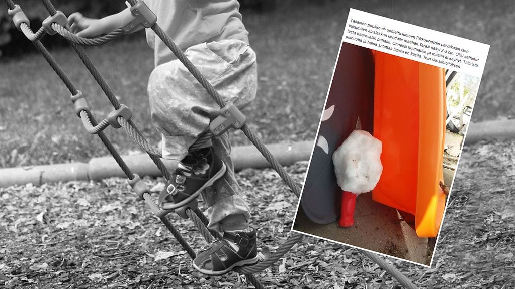 Helsinkiläisen päiväkodin pihalta löytyi viime viikonloppuna puukko.