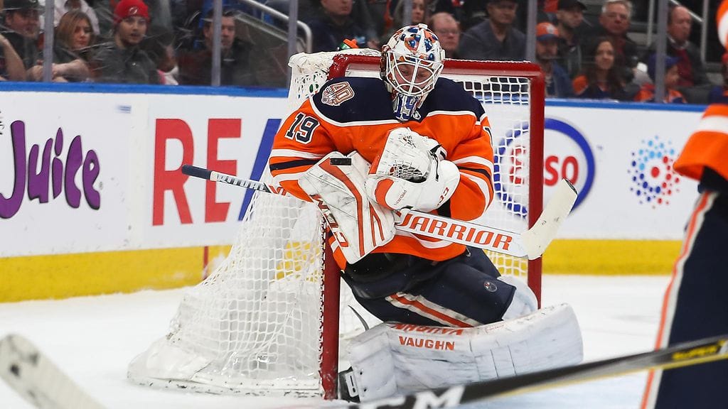 Edmonton Oilersin Mikko Koskinen vaihdettiin pois maalilta New Jersey Devilsiä vastaan.