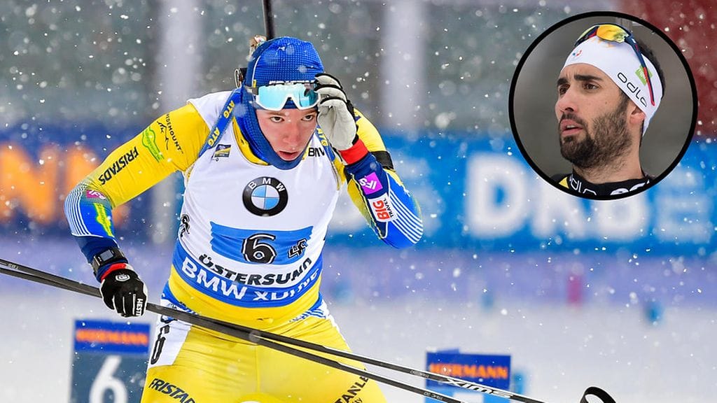 Sebastian Samuelsson ja Martin Fourcade olivat eri mieltä loppuratkaisuista.