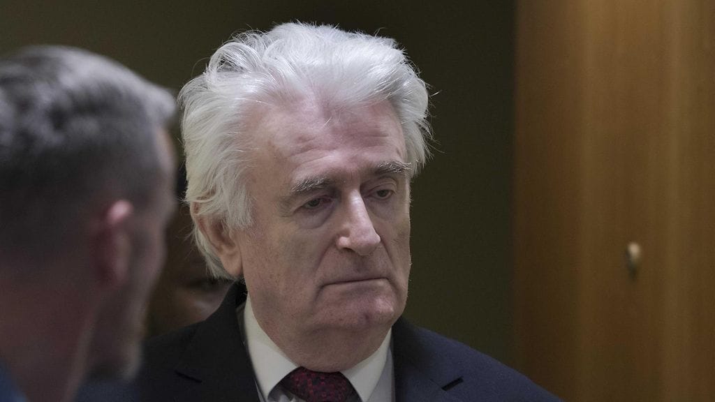Radovan Karadzic oikeudessa Haagissa 20. maaliskuuta.