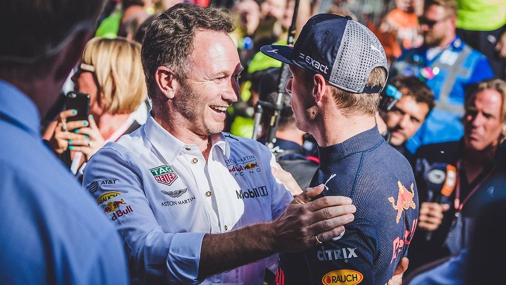 Max Horner oli iloinen Max Verstappenin palkintopallipaikasta.