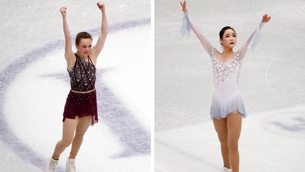 Kansainvälinen luisteluliitto ei löytänyt todisteita, että Mariah Bell (vas.) olisi vahingoittanut tahallaan Lim Eun-soota.