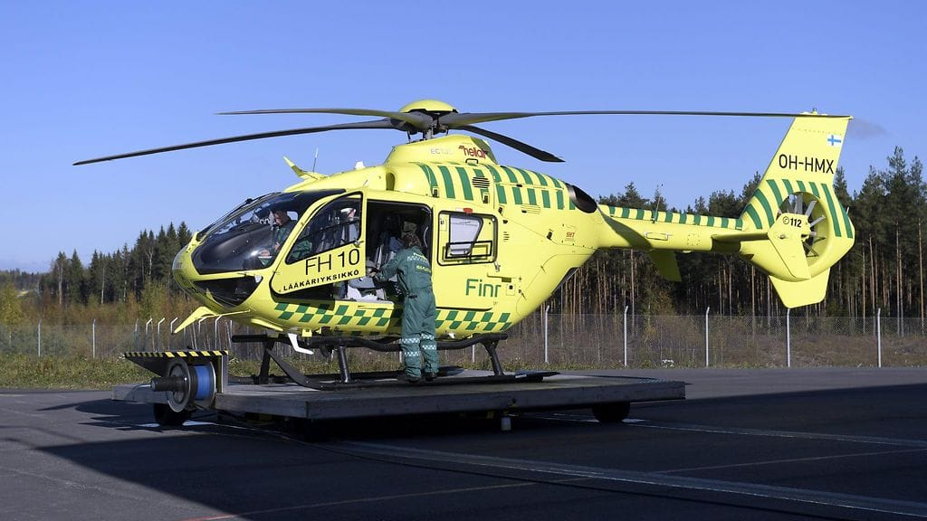 FinnHEMS -lääkärihelikopteri Vantaalla. Kuvituskuva.