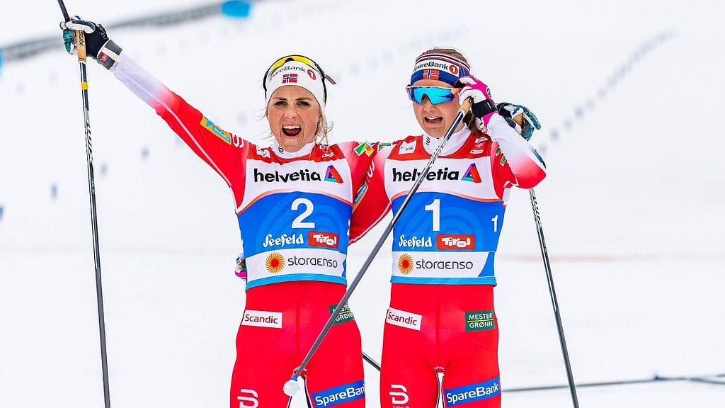 Therese Johaug ja Ingvild Flugstad Östberg Seefeldin MM-kisoissa.