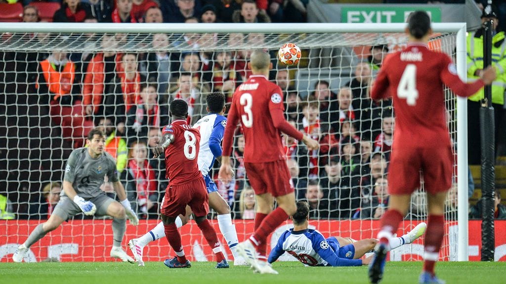 Naby Keita ampui Liverpoolin 1–0-johtoon Portoa vastaan.