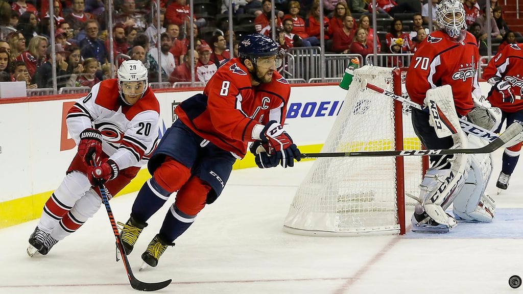 Sebastian Ahon Carolina Hurricanes ja Aleksandr Ovetshkinin Washington Capitals vääntävät NHL:n pudotuspeleissä.