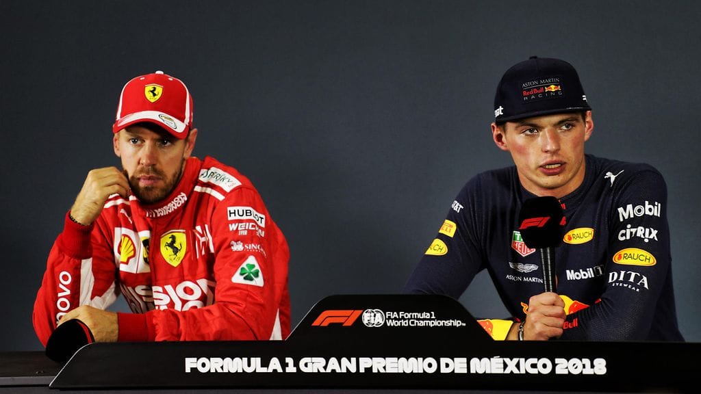 Sebastian Vettel ja Max Verstappen.