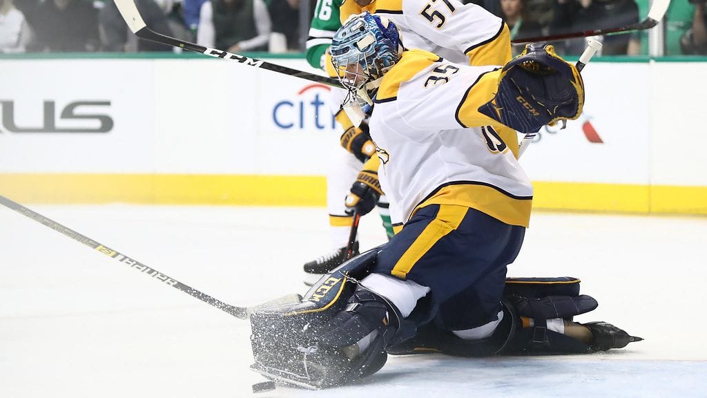 Pekka Rinne kuudennessa Dallas-ottelussa.