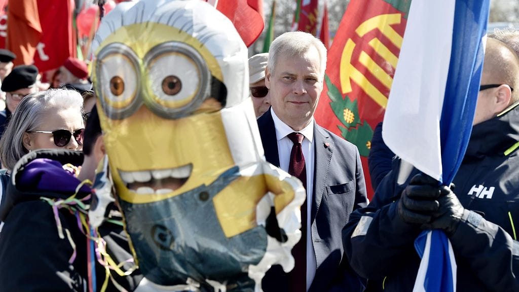 SDP:n puheenjohtaja Antti Rinne osallistui Helsingin Työväen vappujuhlan marssiin Hakaniemestä Rautatientorille vappupäivänä 1. toukokuuta.