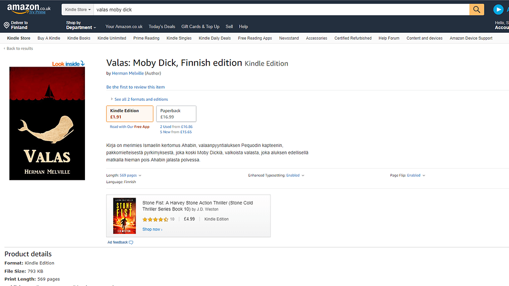 Amazon on yksi tahoista, joka myy Mollusca Pressin tai Classic Translationsin tuotteita.
