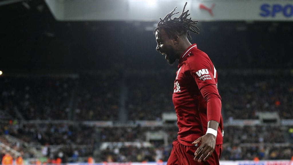 Divock Origi iski Liverpoolin 1–0-johtoon.